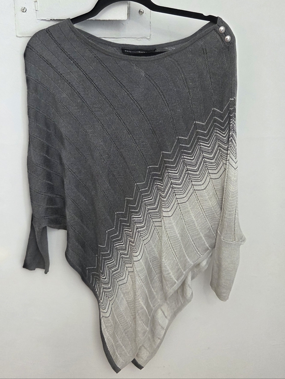 White Housr Black Market Ombre Metallic Knit Poncho Sweater